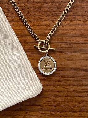 Louis Vuitton Medallion Gold Plated Necklace with Dustbag